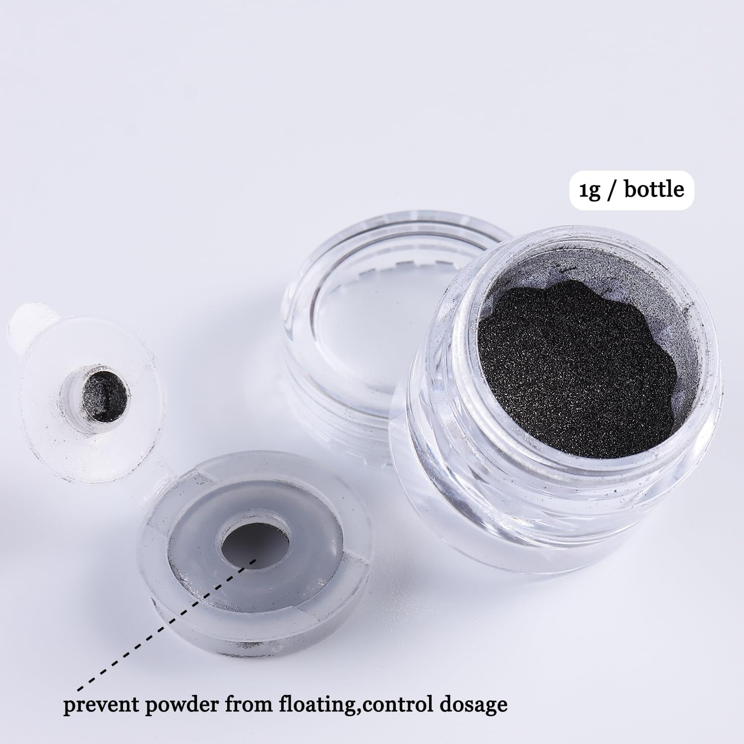 Black Chrome Nail Powder 2PCS Black Metallic Mirror Effect for Nails Extra Fine