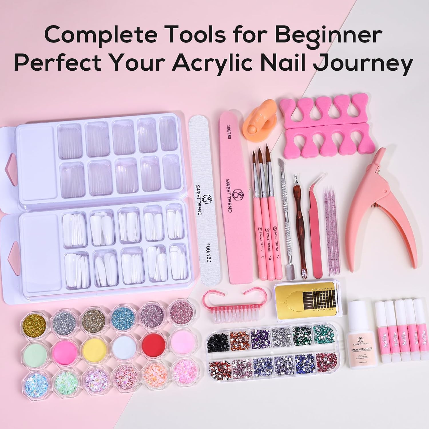 Acrylic Nail Kit for Beginners: Professional Acrylic Powder Set with Everything