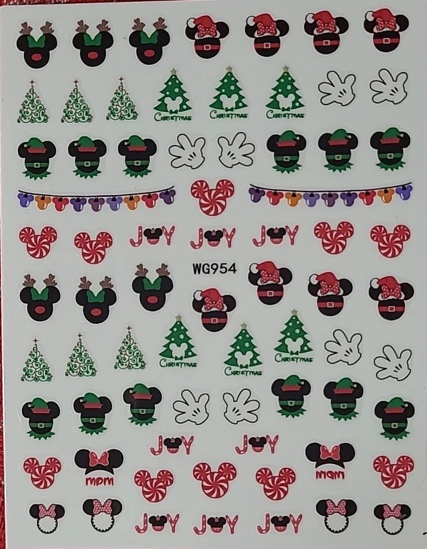 Disney,Fun,Mickey Mouse, Christmas Holiday, Nail Art Stickers