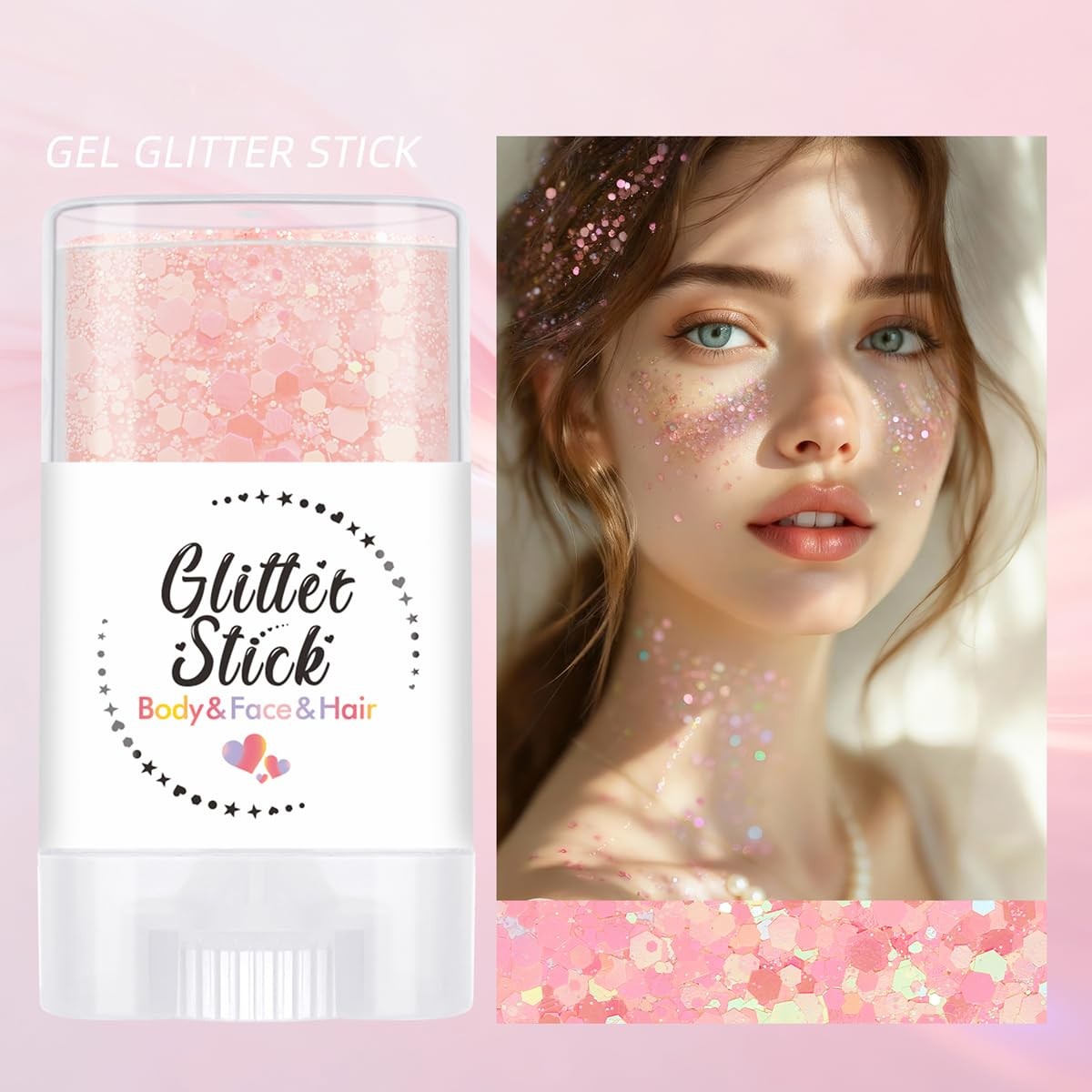 SYPAFG Body Glitter Stick Pink and Purple 2 Pack
