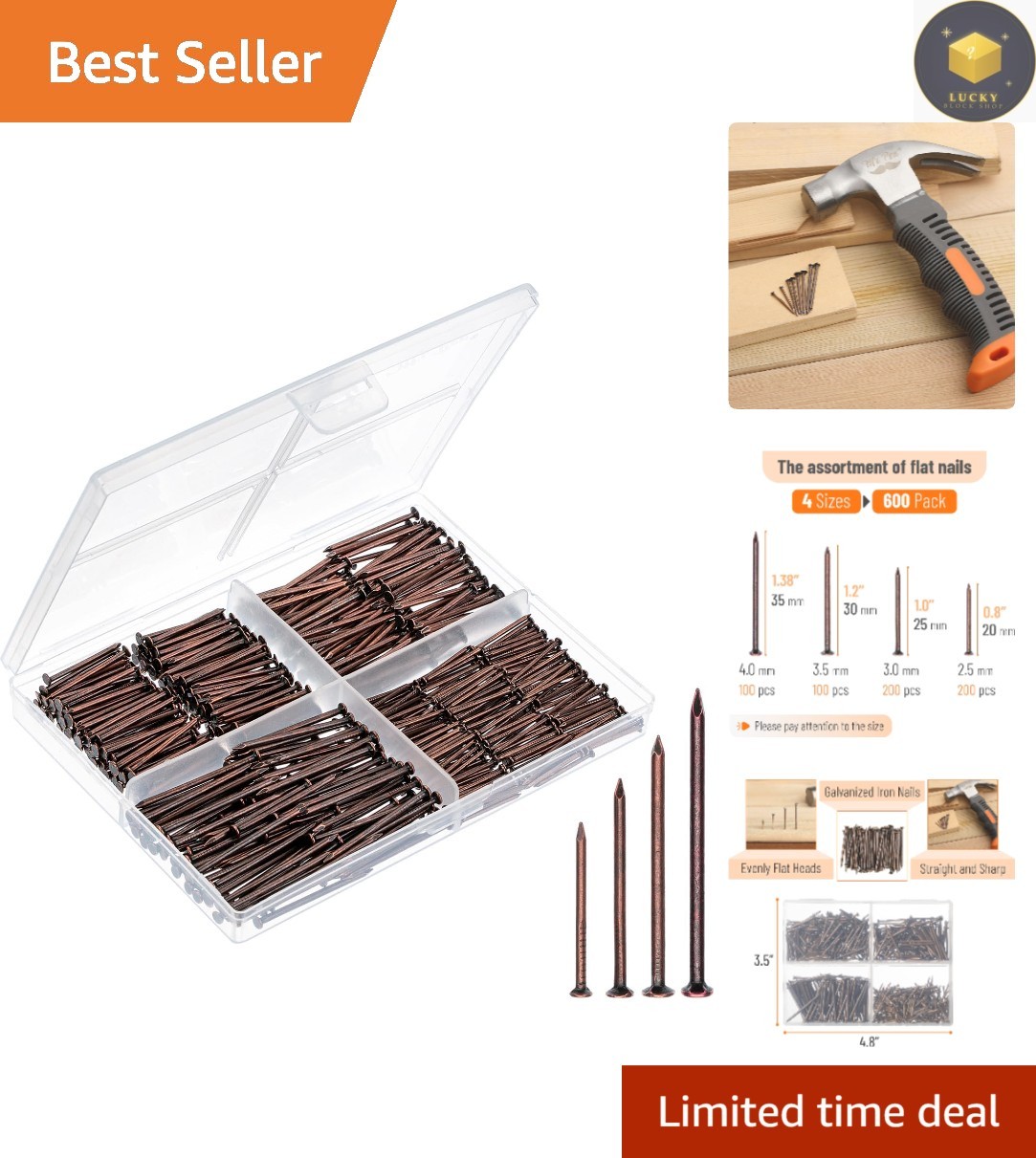 Bronze Picture Hanging Nails – 600 Piece Assortment in 4 Sizes for Every Job