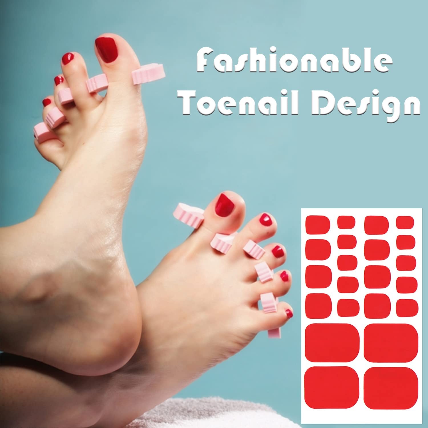 SILPECWEE 20 Sheets Toe Nail Stickers Full Nail Wraps for Women Solid Color T…