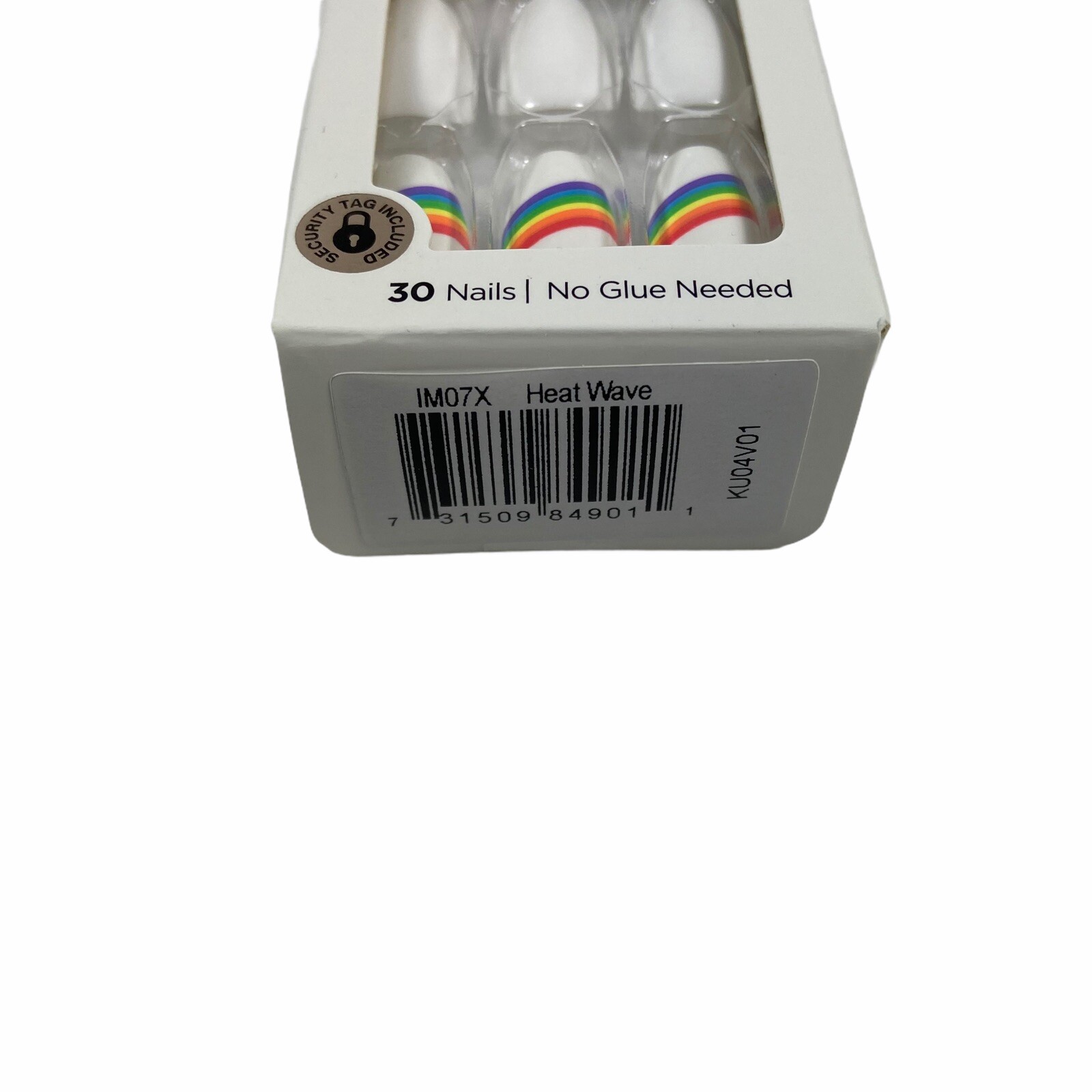 NEW Kiss Nails Impress Press On Manicure Medium Coffin Gel White Rainbow Pride