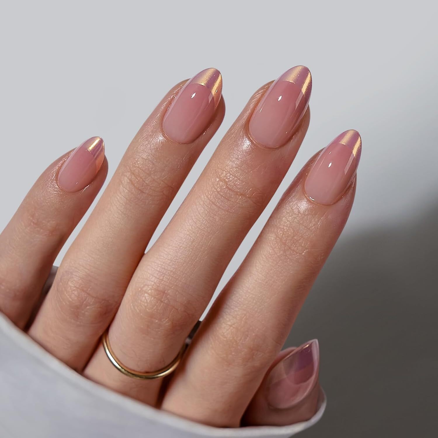 Short Almond White Press On Nails Soft Gel Reusable Glue on Nails 16 Sizes Kit