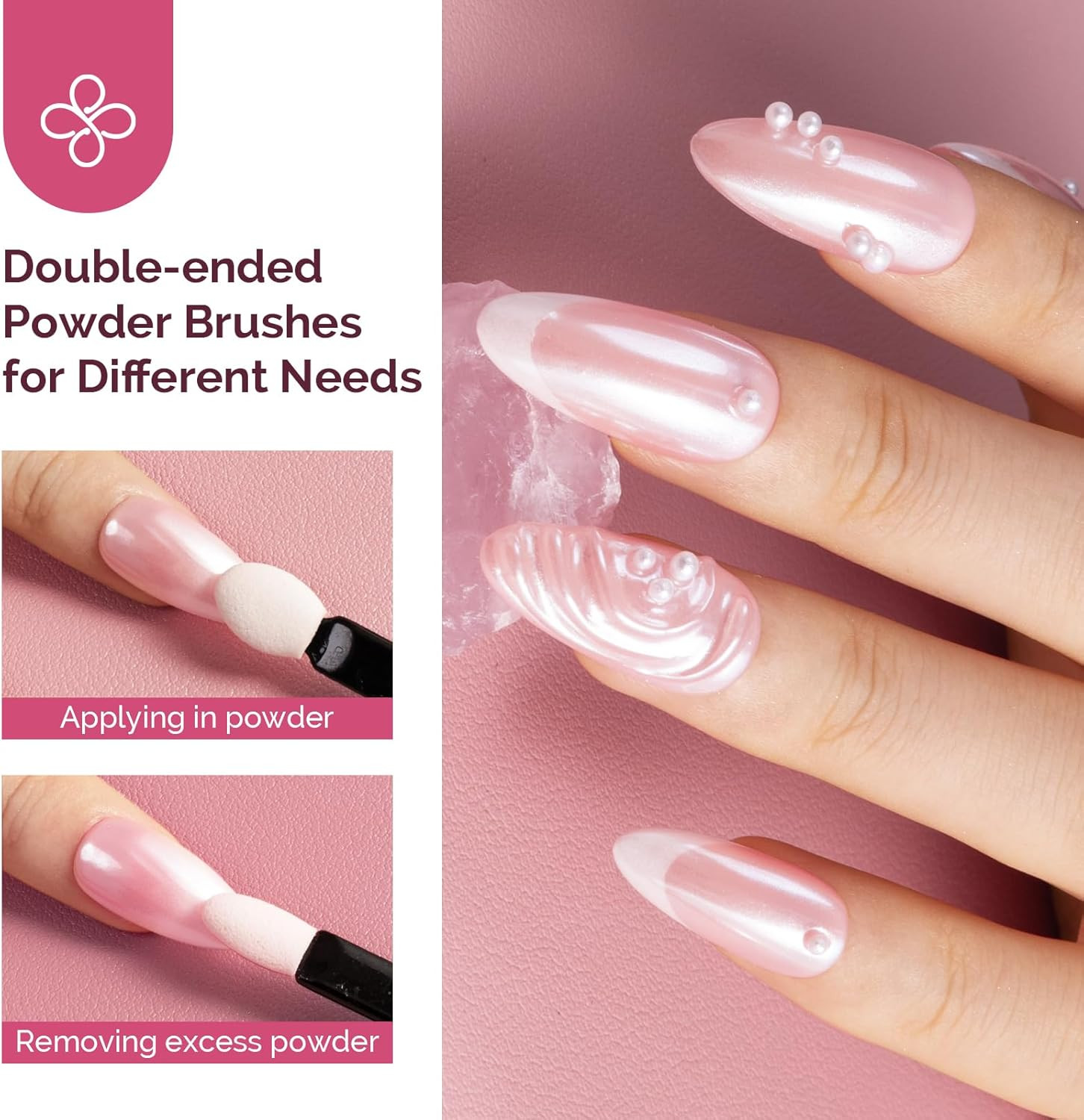 Melodysusie White Chrome Nail Powder for Gel Nails,Pearl Powder Mirror Effect Pi