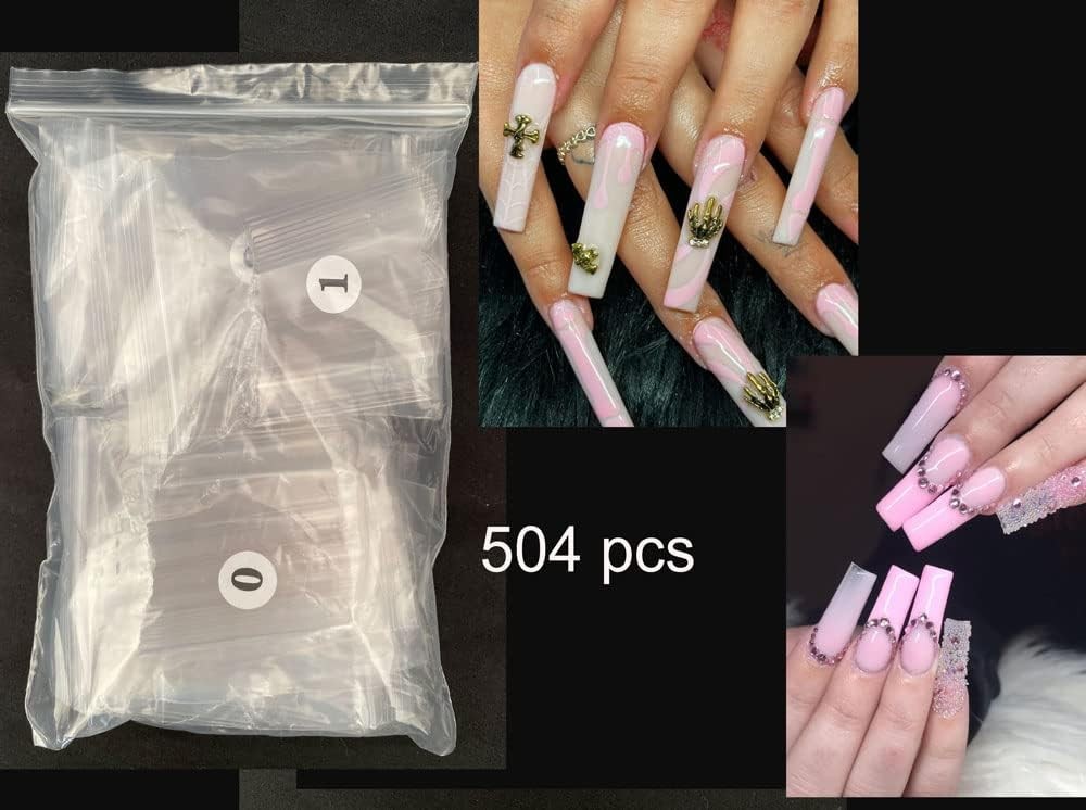 No C Curve 3XL Square Nail Tips-Clear Acrylic Nails Square Shape Nail Tips