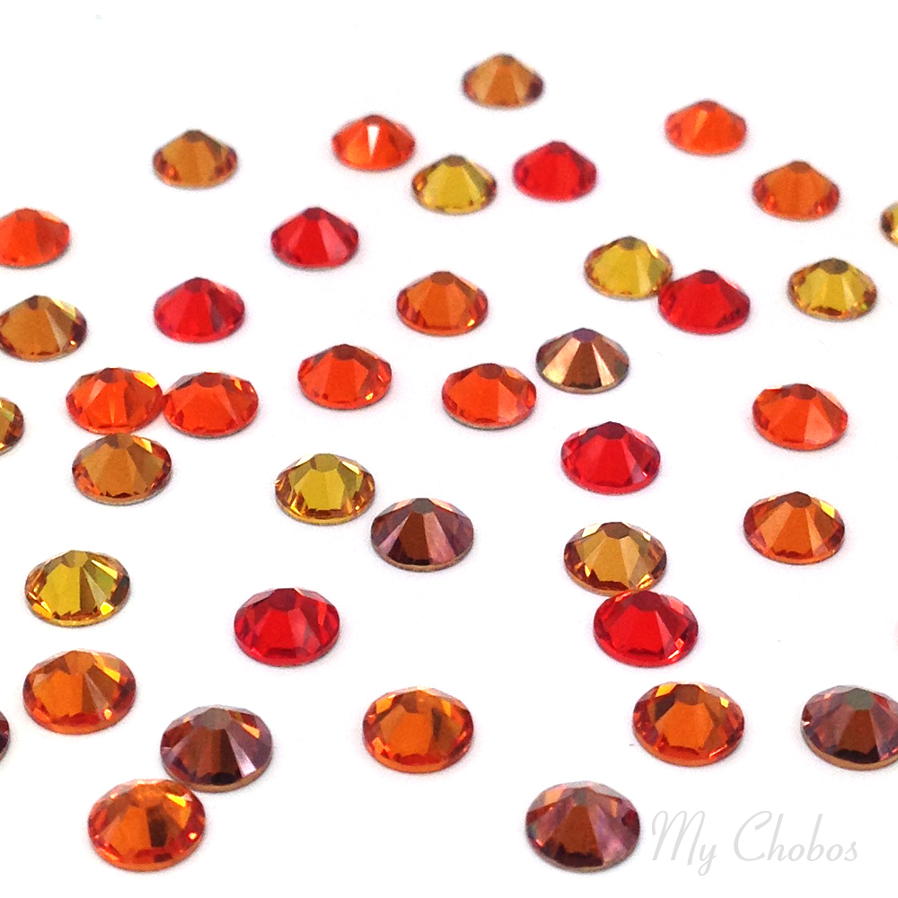 144 Swarovski 2058/2088 crystal flatbacks rhinestones ORANGE & COPPER Mix