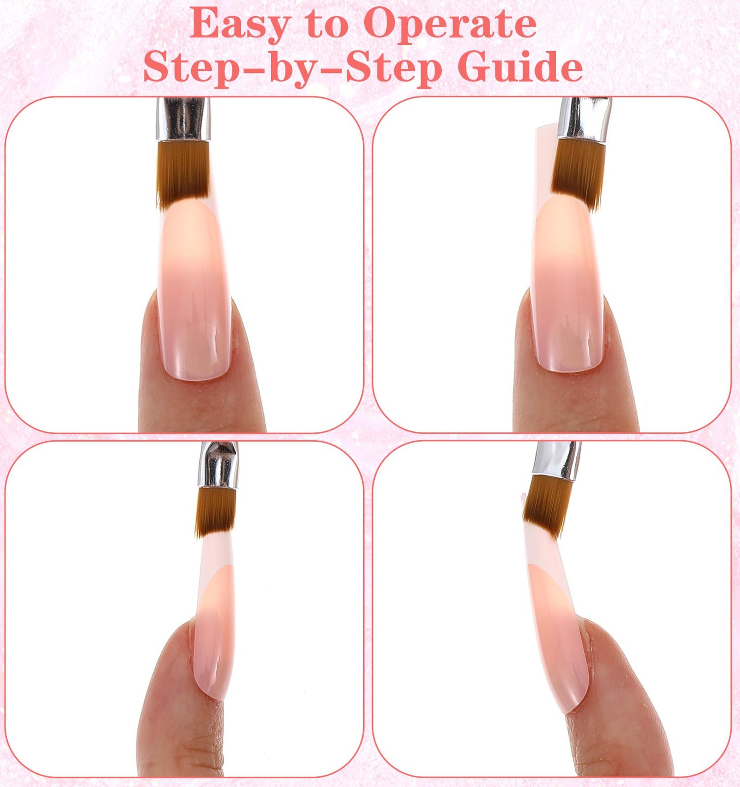 6 Pcs French Manicure Brush, French Tip Brush with Soft Oblique Head