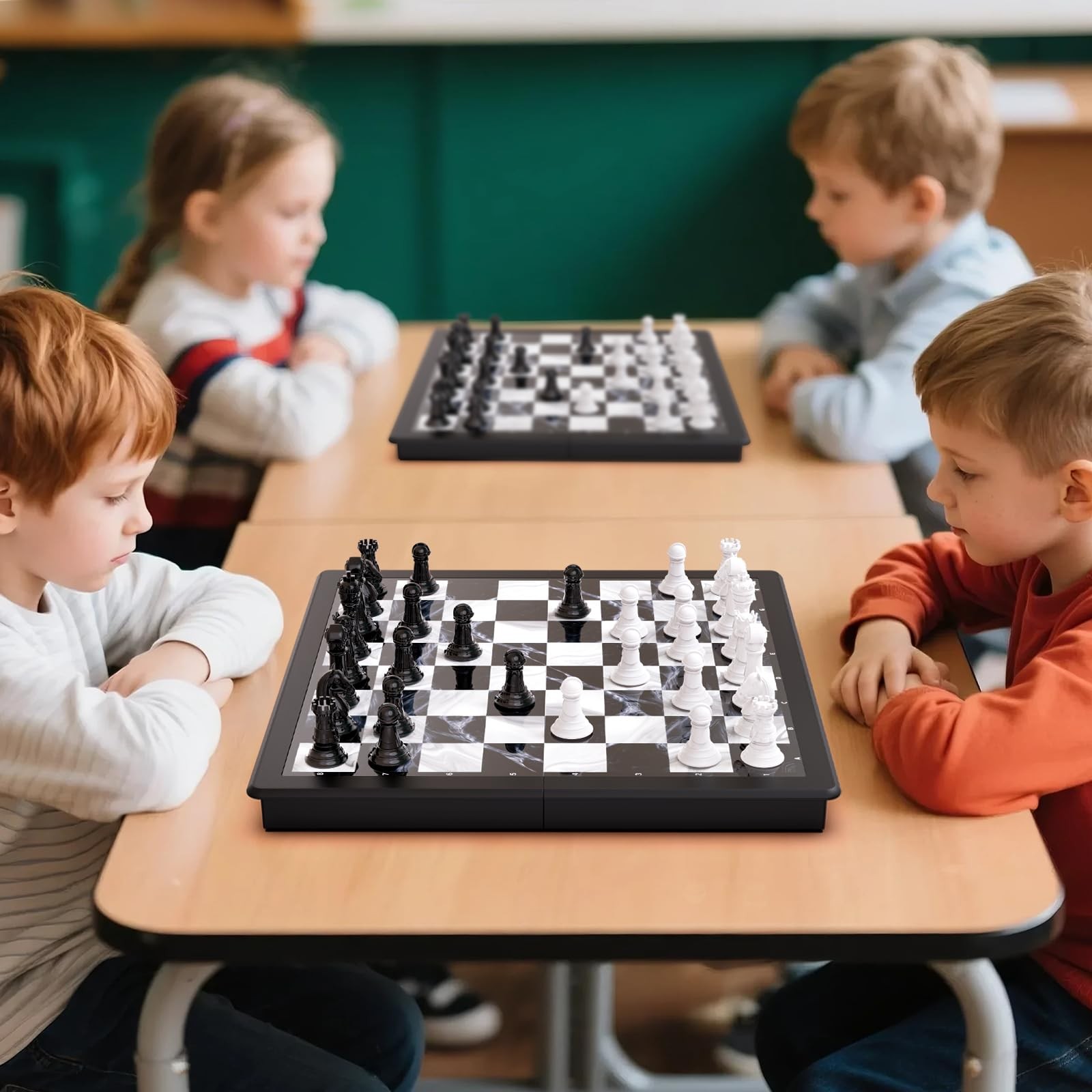 2-in-1 Chess Set and 12.5 Inches X X 1 Inch, Black White
