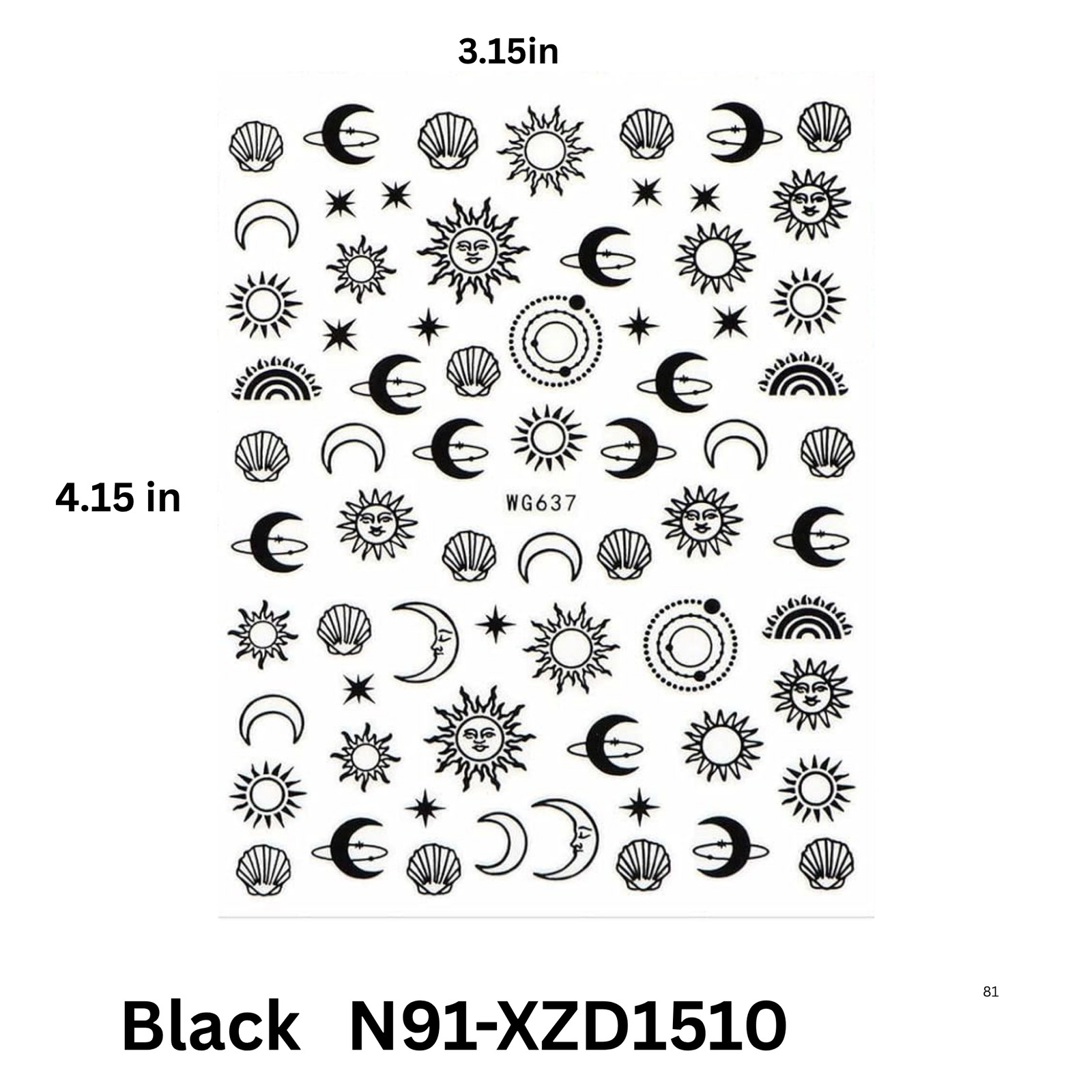Sun Moon Star Nail Art Stickers – Celestial Theme Nail Decals for DIY Manicure