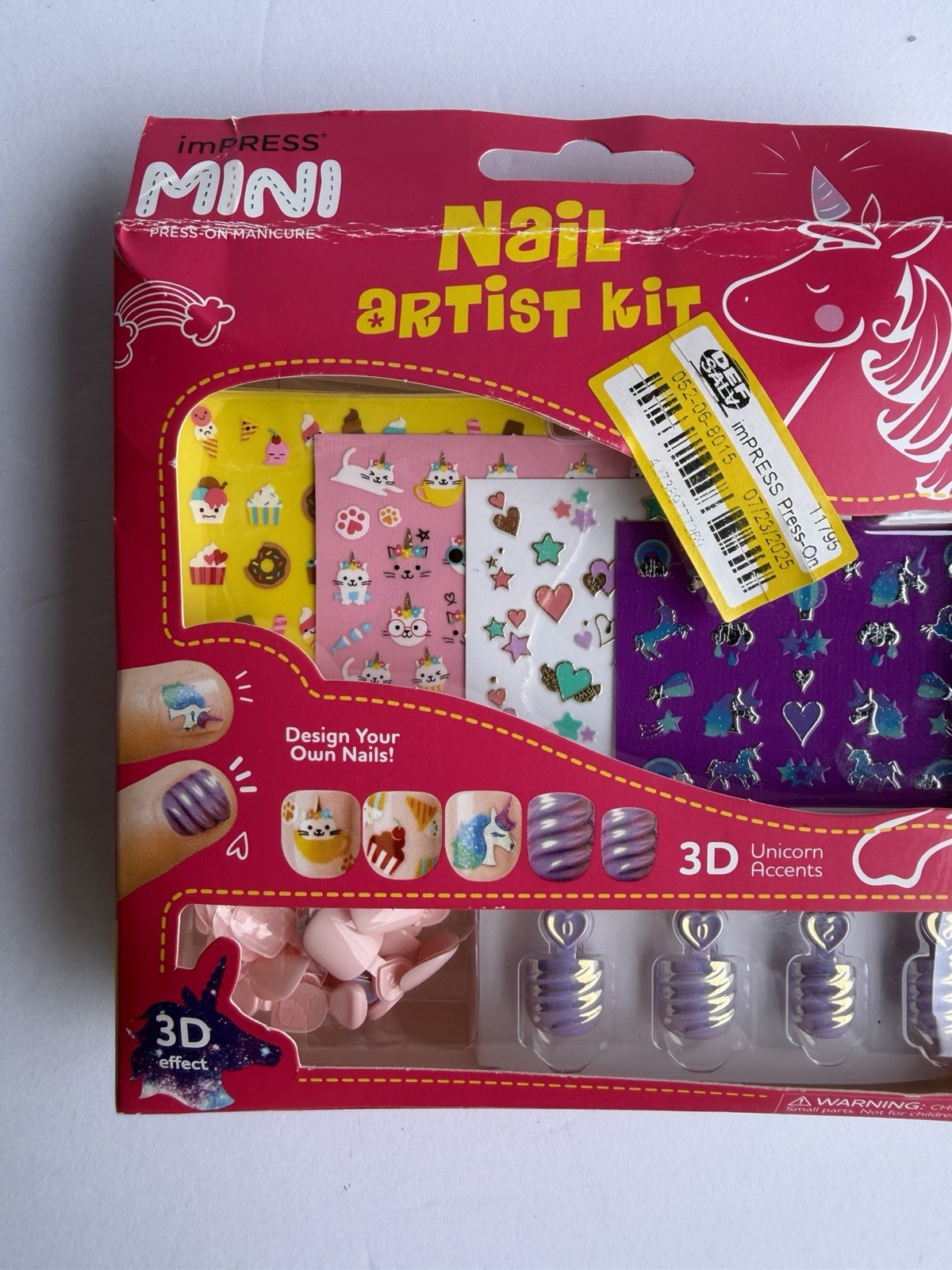 KISS-IMPRESS-MINI-PRESS-ON MANICURE-NAIL ARTIST KIT-KIDS-3D UNICORN ACCENTS-NIB!