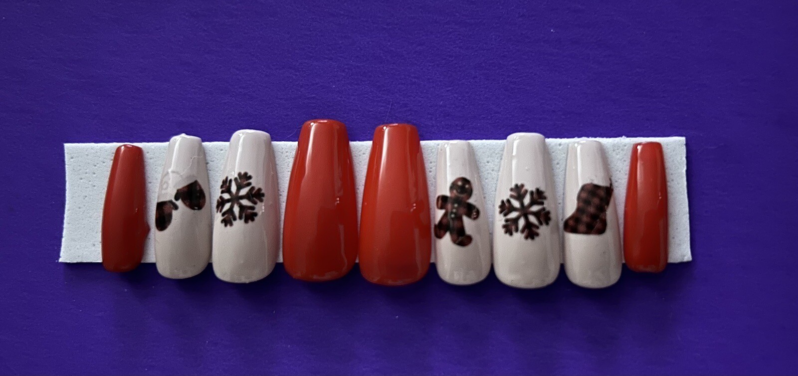 Red, Tan And Plaid Press On Nails