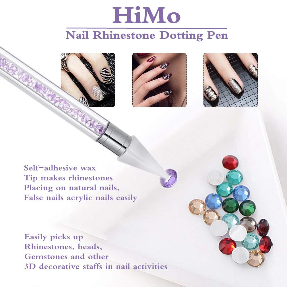 Dual-Ended Nail Rhinestone Picker & Dotting Tool with 2 Extra Wax Heads