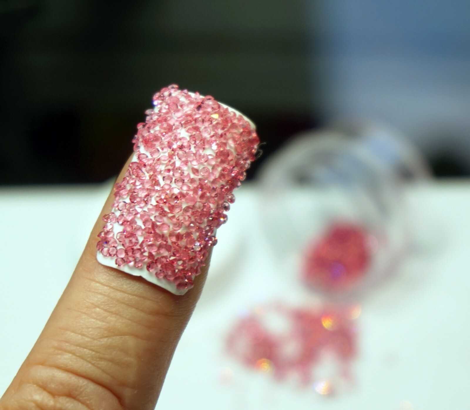 PREMIUM PINK CRYSTALS FOR NAILS 1000 Pixiecrystals Nail Art Small Gift