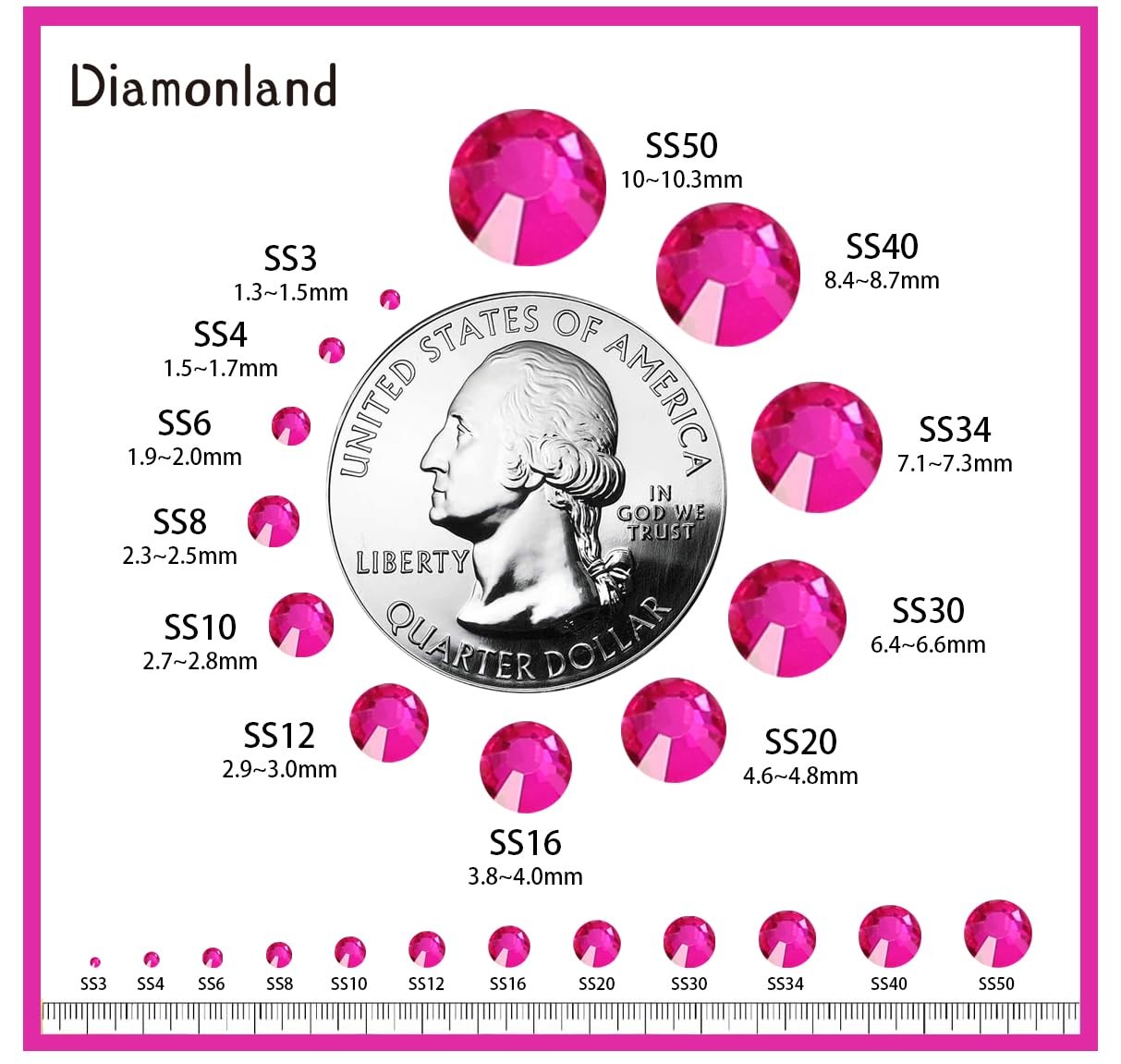 Diamonland Flatback Glass Crystal Rhinestones Rounds Gems for Bedazzling Nail…
