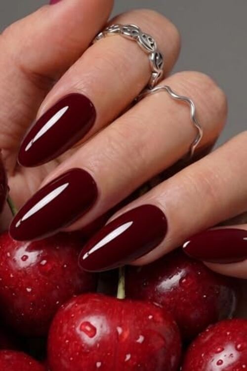 Press On Nails – Short Almond Soft Gel False Nails – Glossy Finish – Reusable