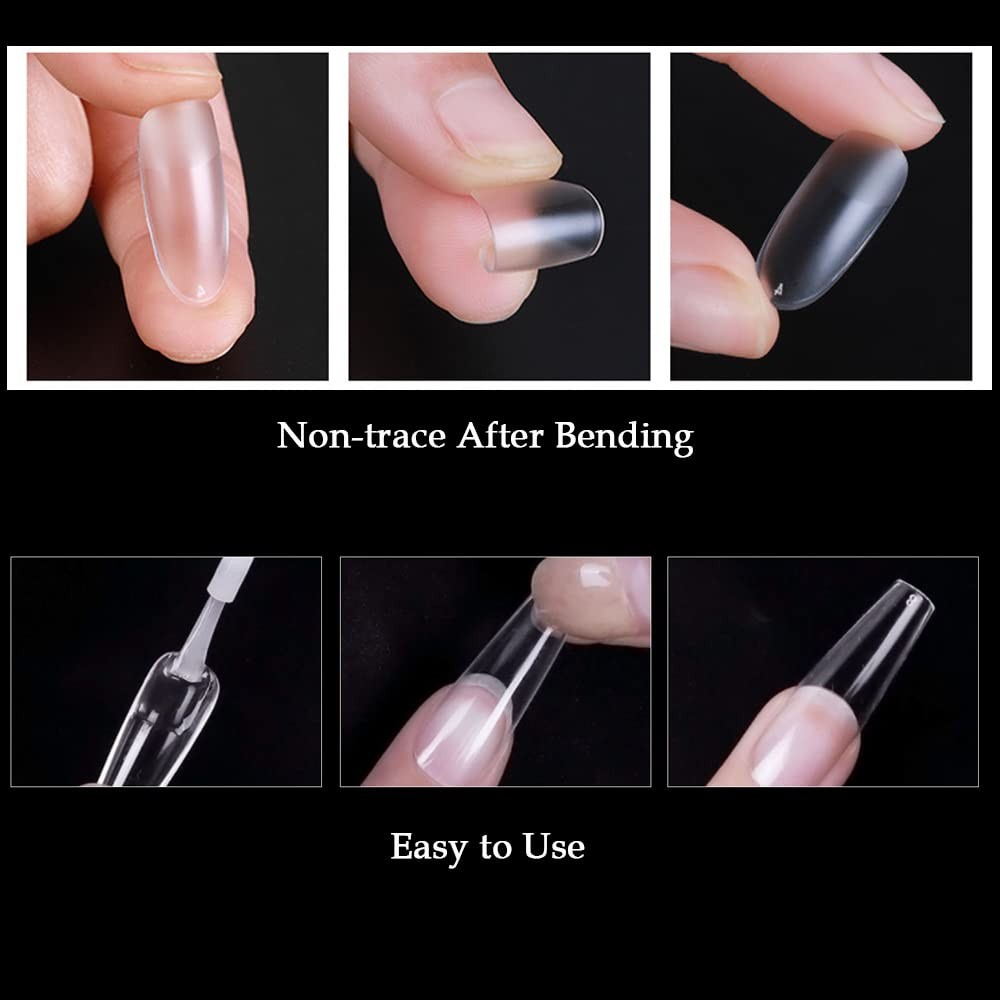 240pcs Medium Almond Acrylic False Nail Tips Kit Soft Gel Full Cover Matte Pr…