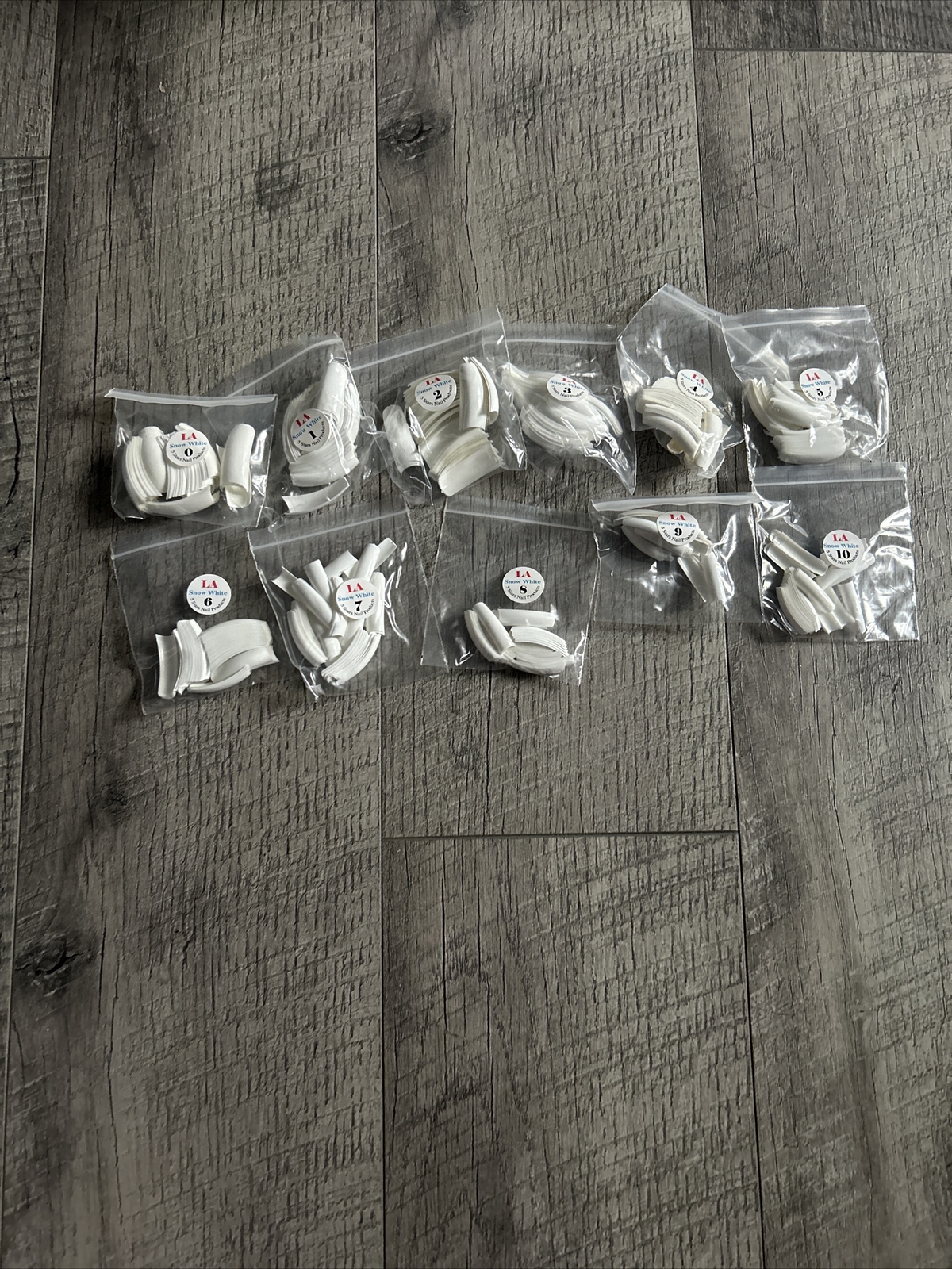 Size 0-10 French White Nail Tips For Artificial Nail Extension. 50 ct Per Pkg