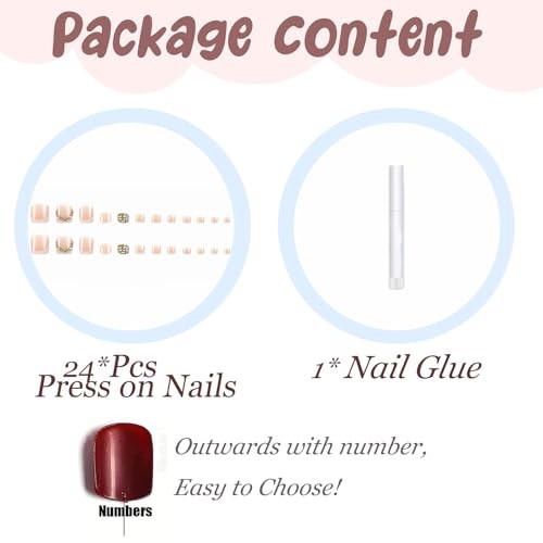 Press on Toenails Short, White French Tip Toenail Press Ons Square ANjzj210-00