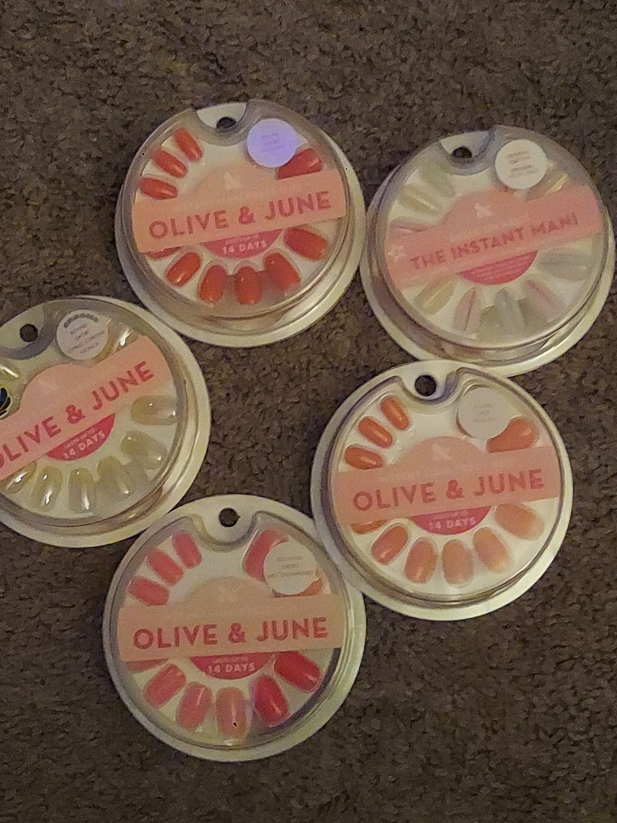 5- Press On Instant Mani Olive & June Round Short Hot 🍓 2 Field Day Neon Citrus
