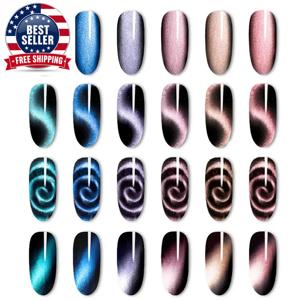 6Pcs Cat Eyes Magnet Set Magnetic UV Gel Nail Polish Magnet Pens 3D Flower Ombre