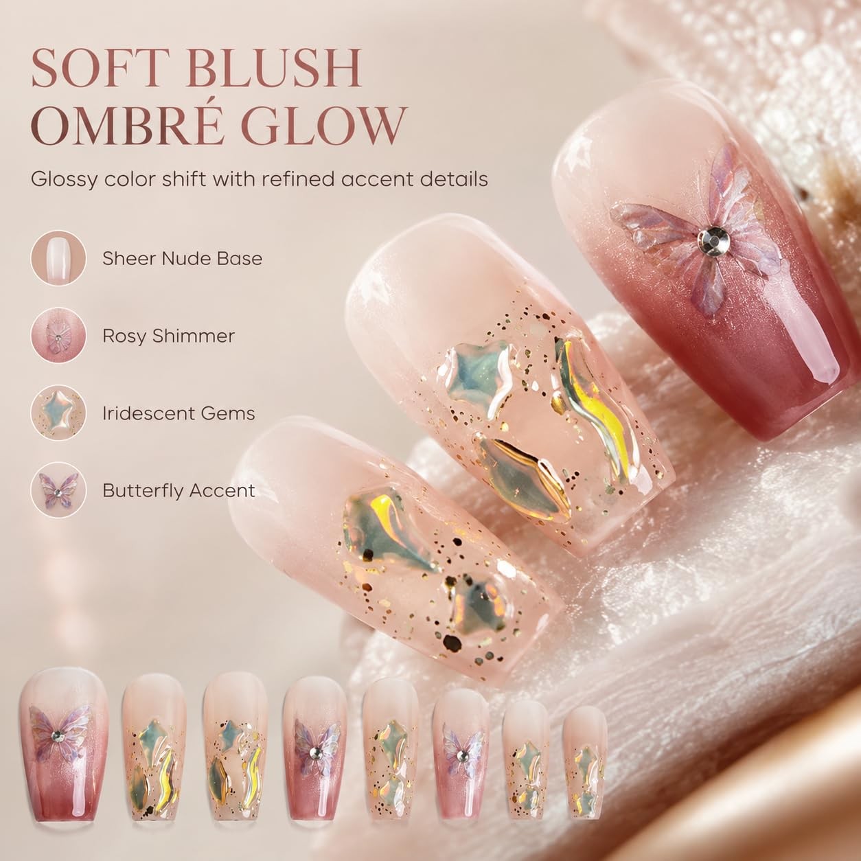 Handmade Press On Nails Short Coffin Acrylic Nails Press Ons