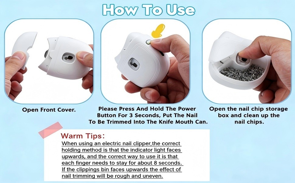 Electric Nail Clipper & Nail File: Automatic Trimmer with LED Light,