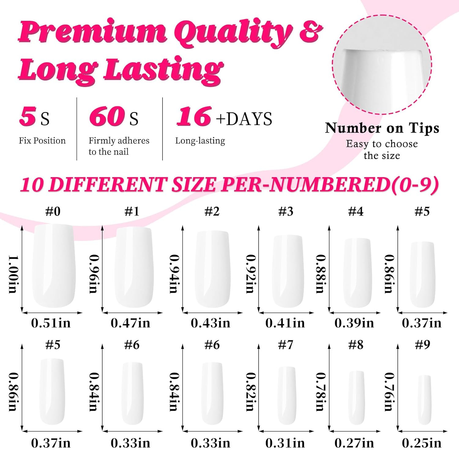 120pc Square Press on Nails Medium Long Ballerina Fake Nail Full Cover Artificia