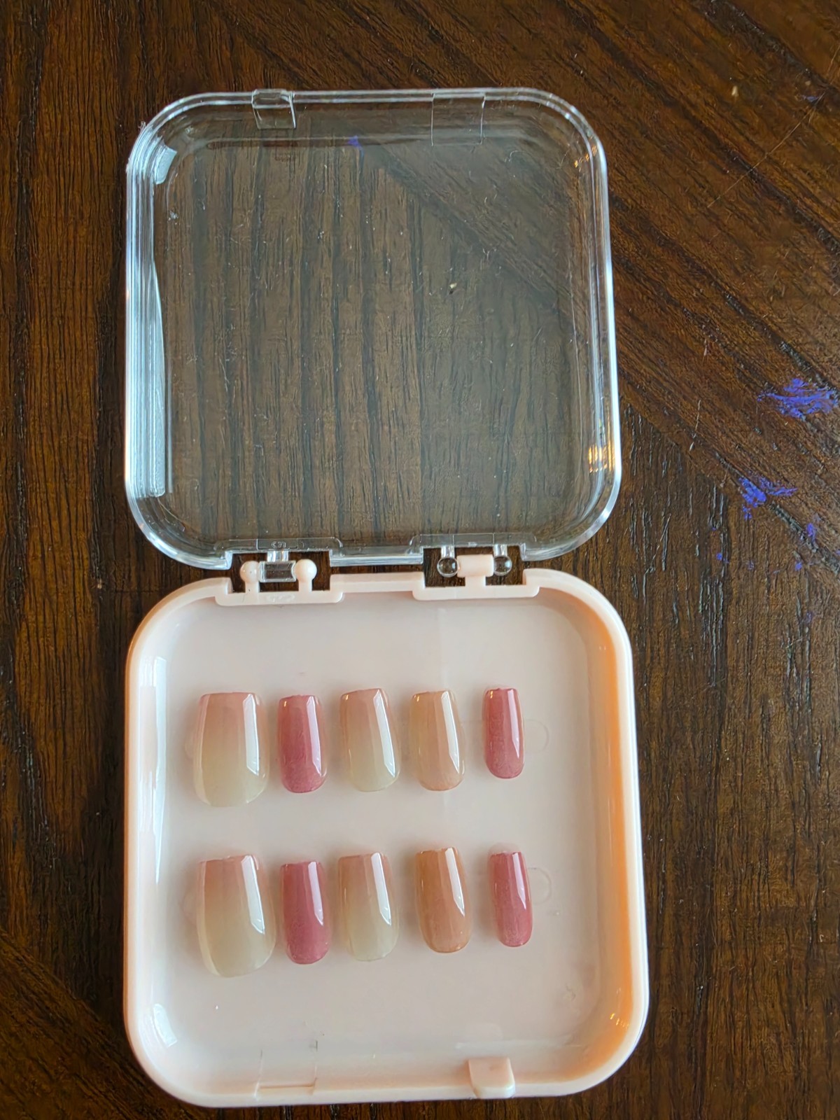 Dark Sakura Press-On Nails | Dark Pink French Tip | Medium Coffin | 10-Piece Set