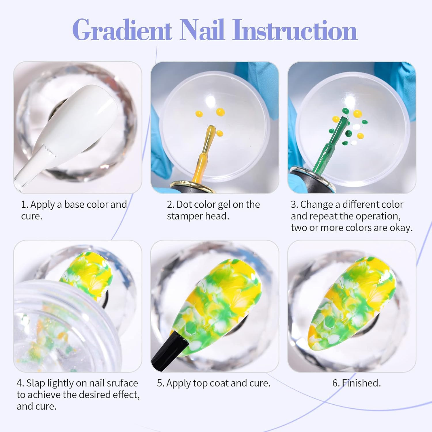 French Tip Nail Stamp, 6PCS Art Stamper with Scrapers, Silicone Stamping Long &