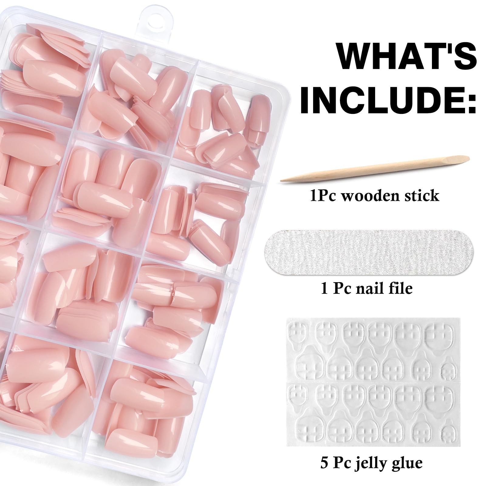 240pc Press on Nails Medium Square Fake Nails Press ons Square Nail Tips Nude