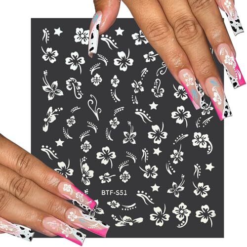 White Pink Golden Clear Silver Flower Nail Sticker Decals 10 Sheets Nail Art