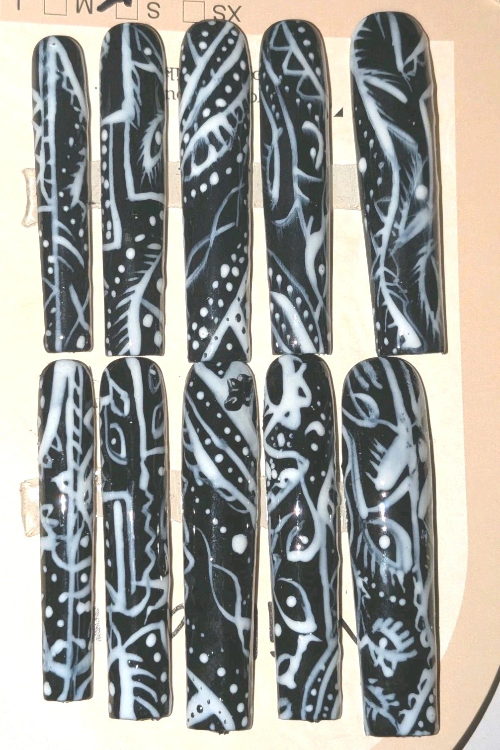 Handmade custom Black Paisley bandanna 10pc 3xl acrylic press on nails Sz Small