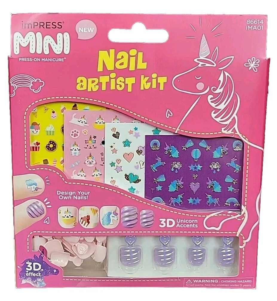 Impress Mini Press On Nail Artist Kit for Kids Squoval No Glue Needed 3D Effect