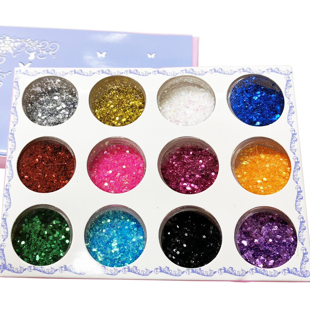 12 Color Nail Art Glitter Sparkle Sequins Holographic Metallic Flakes Nail Decor