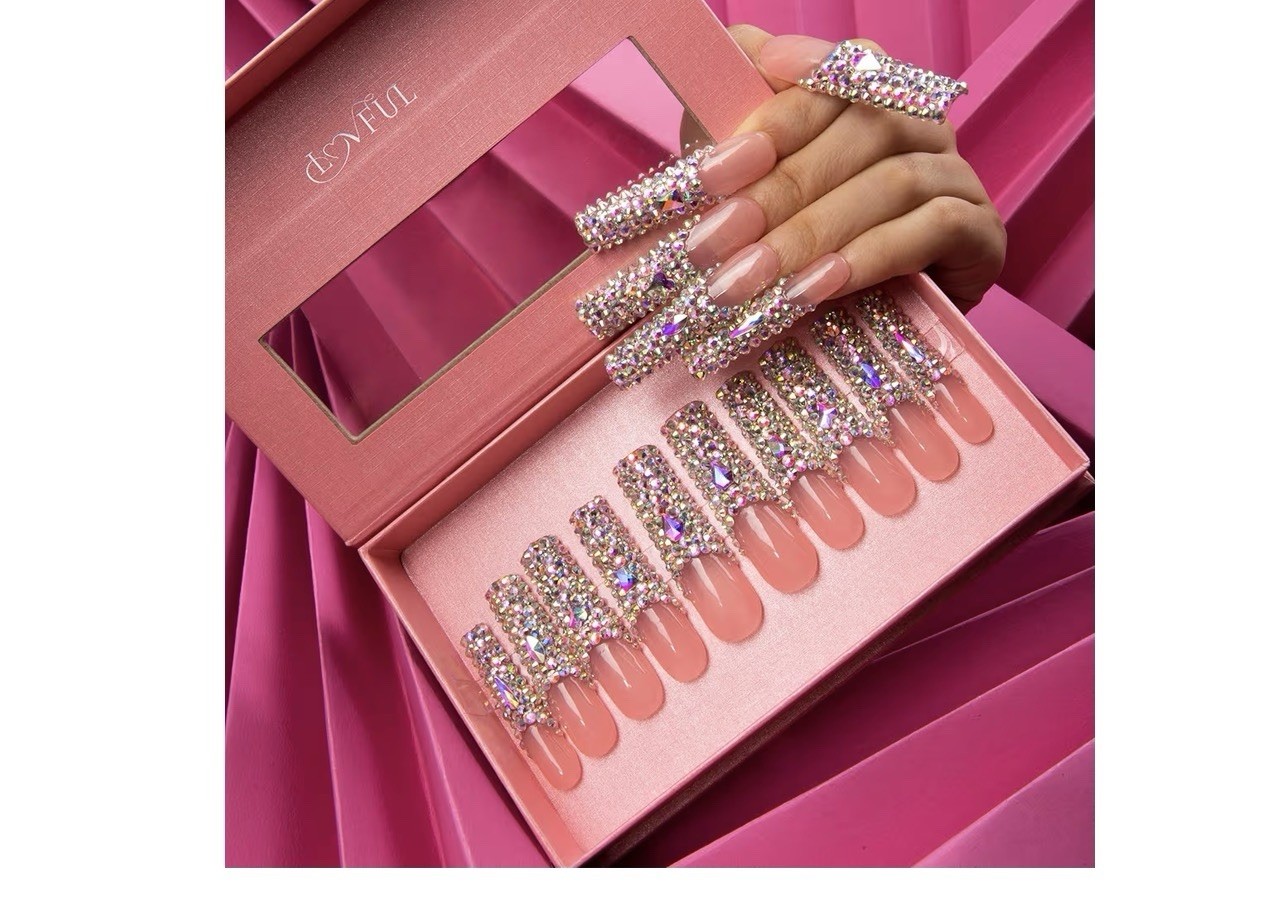 Lovful H27 Long Square Acrylic Press On Nails Size Med