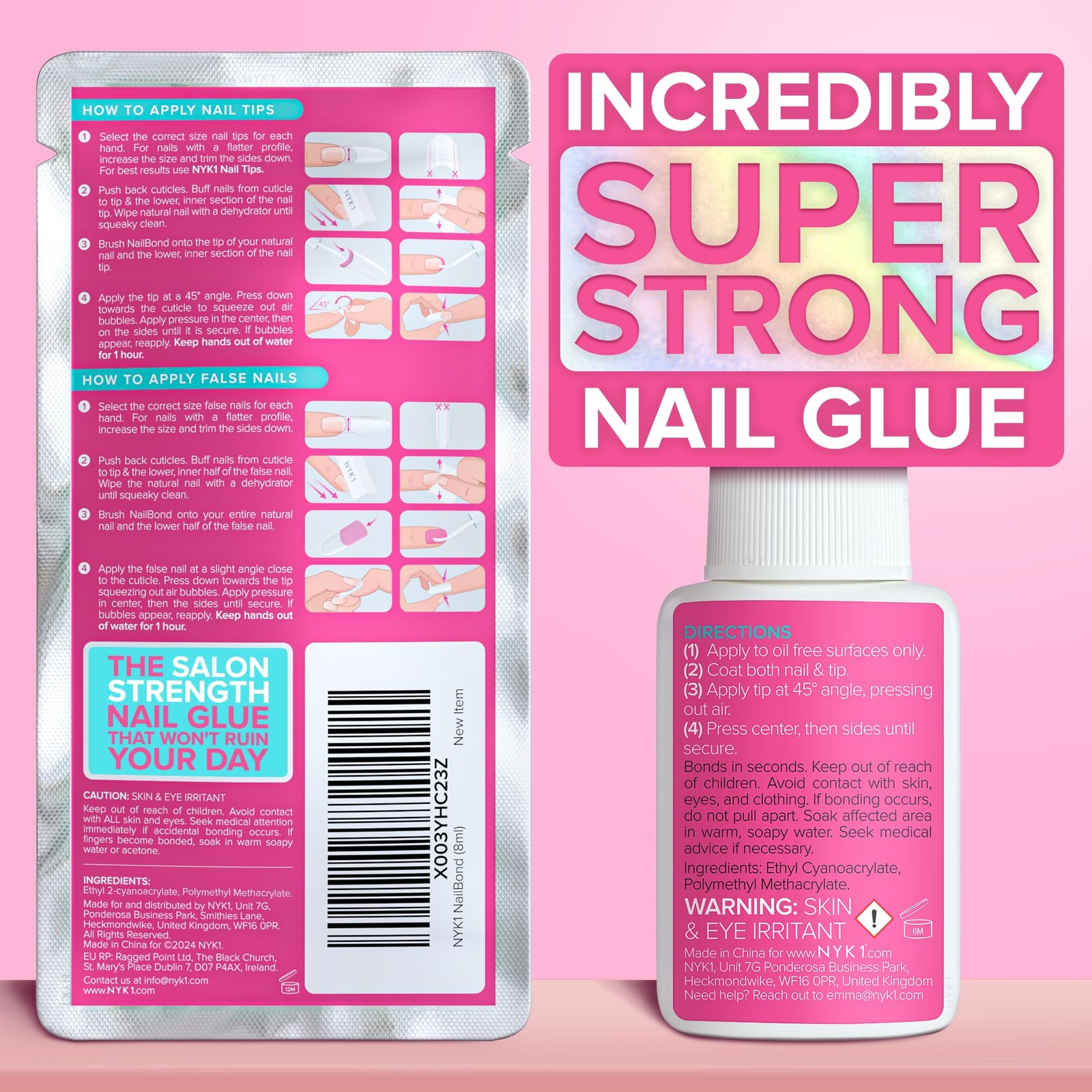 Super Strong Nail Glue for Press On Nails, 0.27 Fl Oz (Pack of 1), Clear
