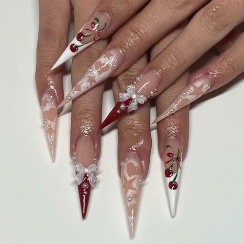 Long Press on Nails Stiletto Fake Nails False Nails 1 Fl Oz (Pack of 1) Pink