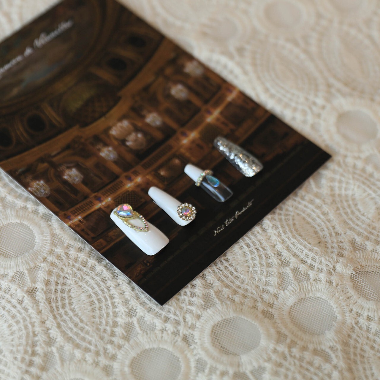 15Pcs White Lover Press on Nail Art By Handmade
