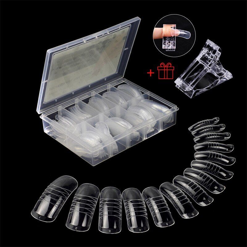 Quick Building Nails Extension Mold Form-Reusable Dual Clear False Nail Art Form