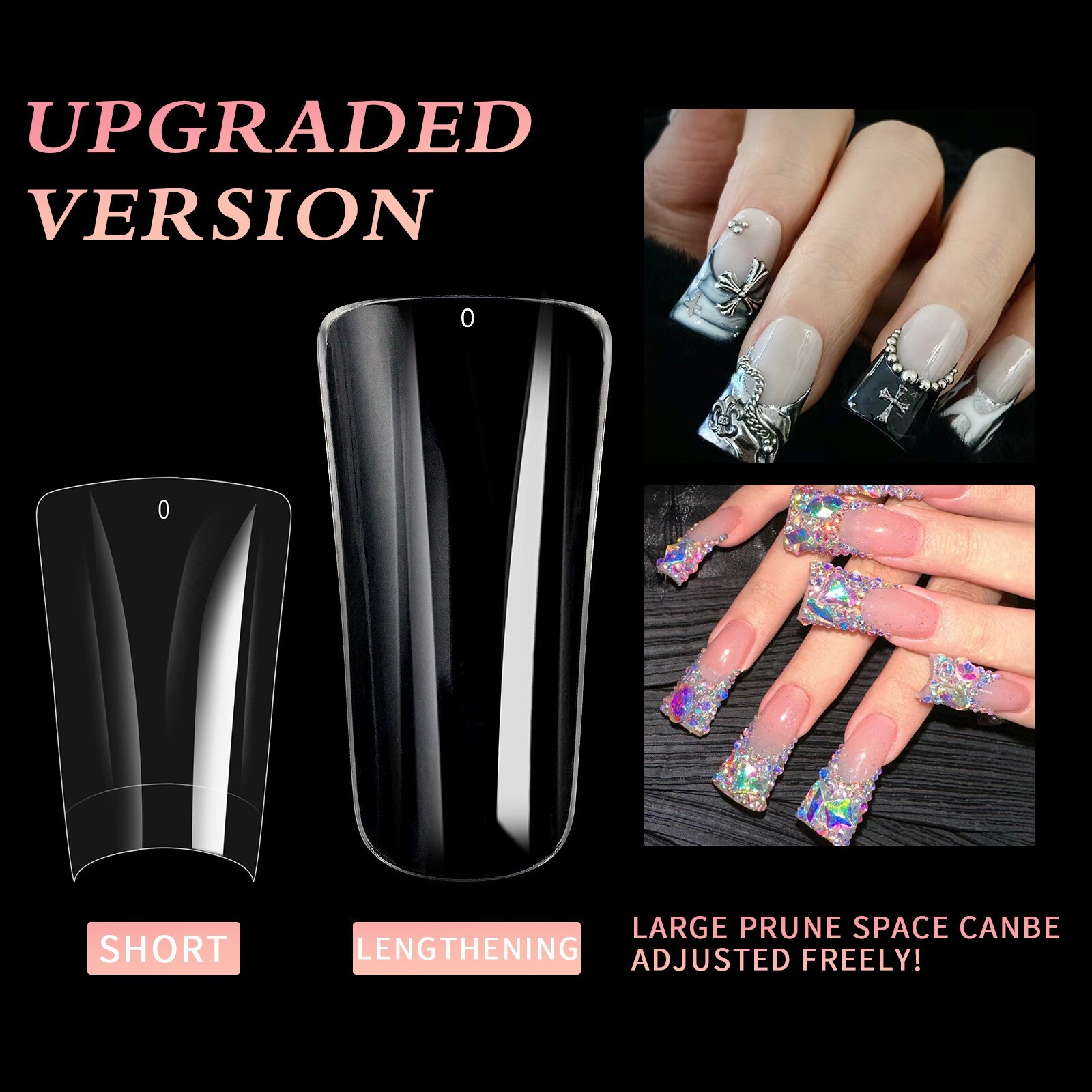 500~504pcs Half Full Cover Duck Shape Nail Tips Acrylic Nails Clear Natural
