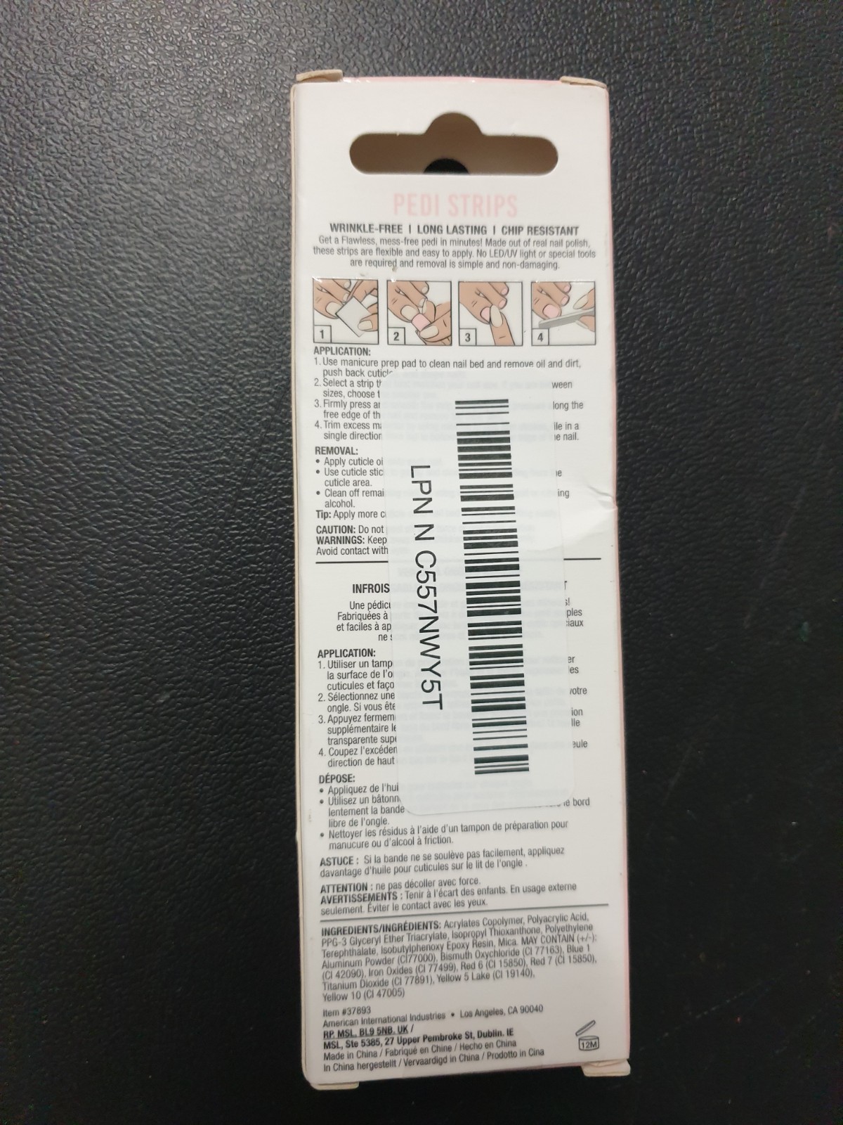 Ardell Nail Addict Pedi Strips Pink Perfection Removable Easy to Apply Wraps