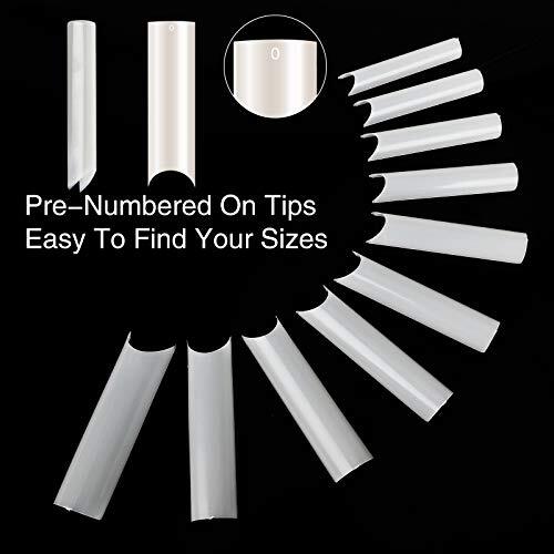 400PCS Extra Long C Curve Nail Tips XL, 2 Packs Natural and Clear Nail Tips