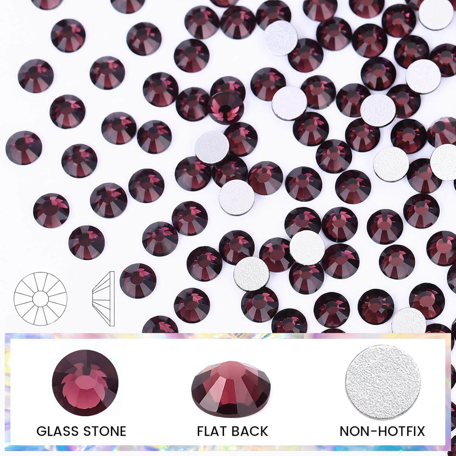 288 720 1440p Amethyst Nail Art Rhinestones Flatback Glitter 3D Tips Decoration