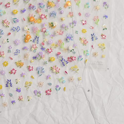 2 Sheets Flower Nail Art Stickers 5D Embossed Nail Decals style-cute flower