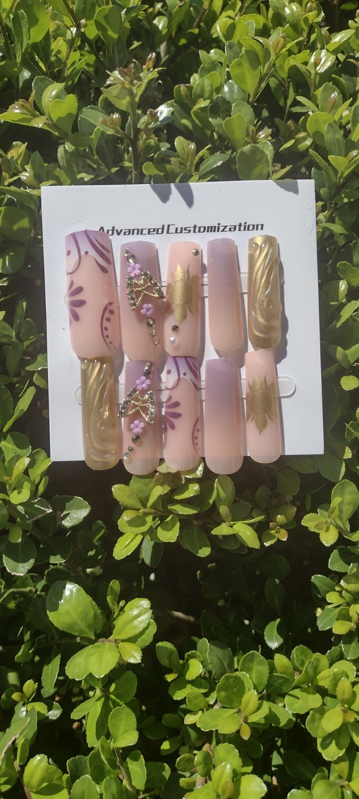 Purple Butterfly Long Press On Nails Glue Included