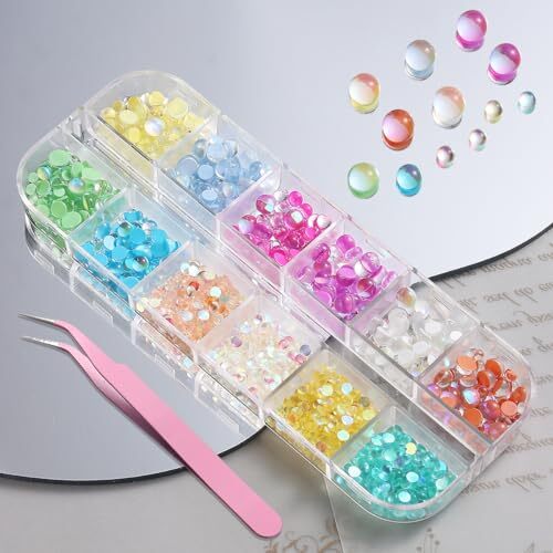 3D Aurora Bubble Nail Beads, Mixed Crystal Mermaid Beads for Nails, Nail Art