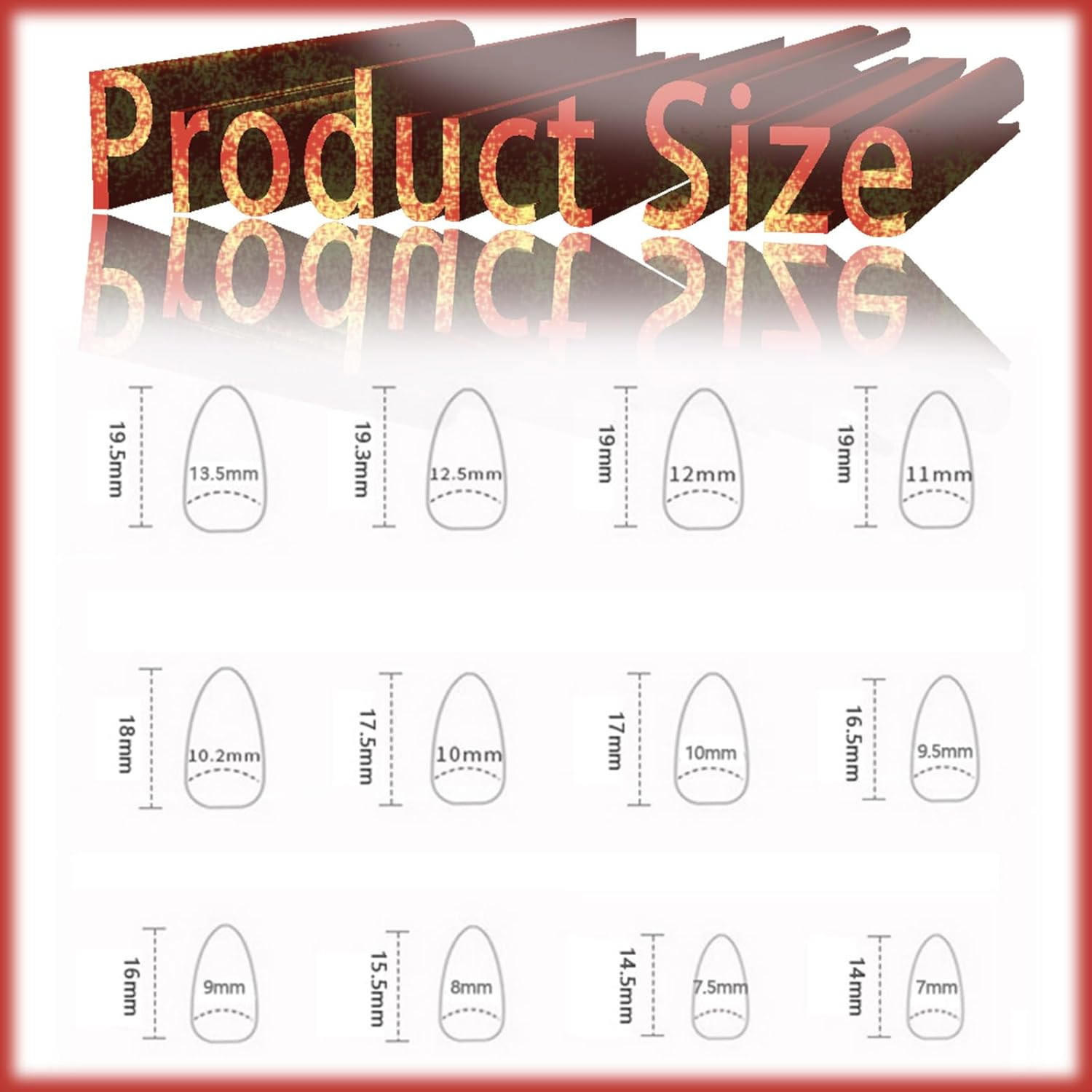 24Pcs Red Gradient Short Almond Press on Nails with Rose Flower Design, Glossy G