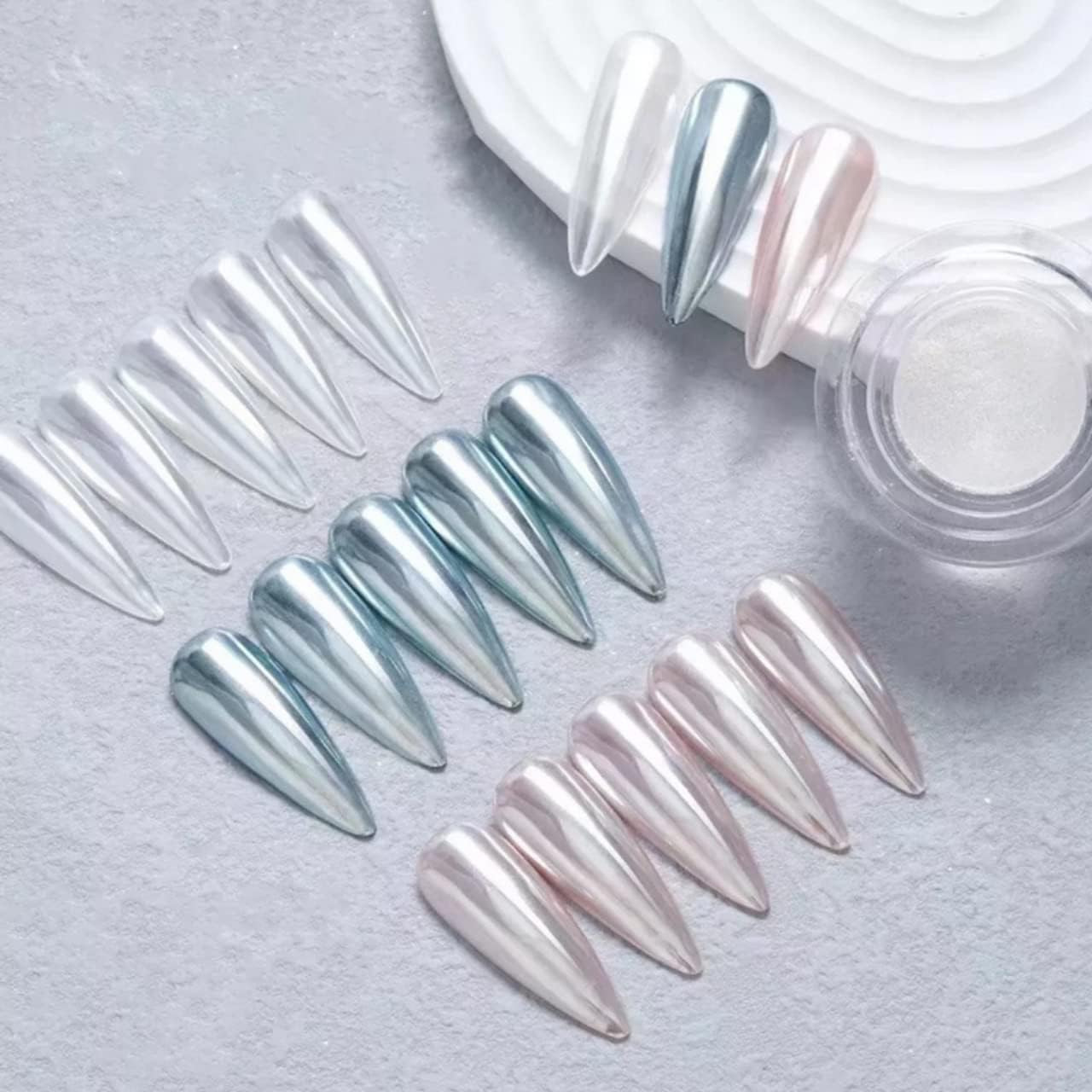 White Chrome Nails Powder – 0.3G Super Glossy Mirror Effect White Moonlight Chro