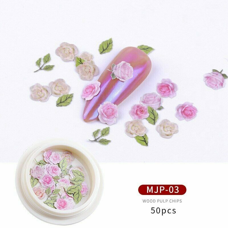 Nail Art Decor Flowers Summer Decoration 50Pcs Slice Flakes Nail Polish Tips Gel